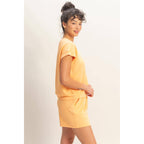 Crew Neck Sleeveless Top And Shorts Set