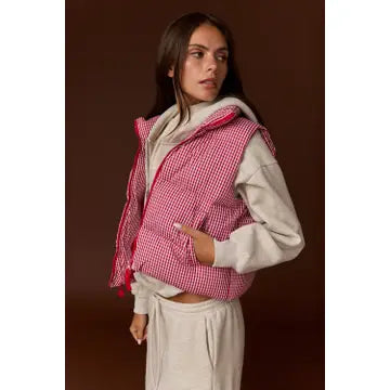 Red Gingham Puffer Vest