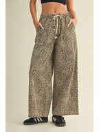 Spotted Print Drawstring Wide leg Pants