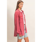 Cherry Waffle Knit Shacket
