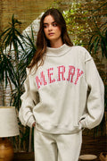 "MERRY" Mock Neck Sweatshirt