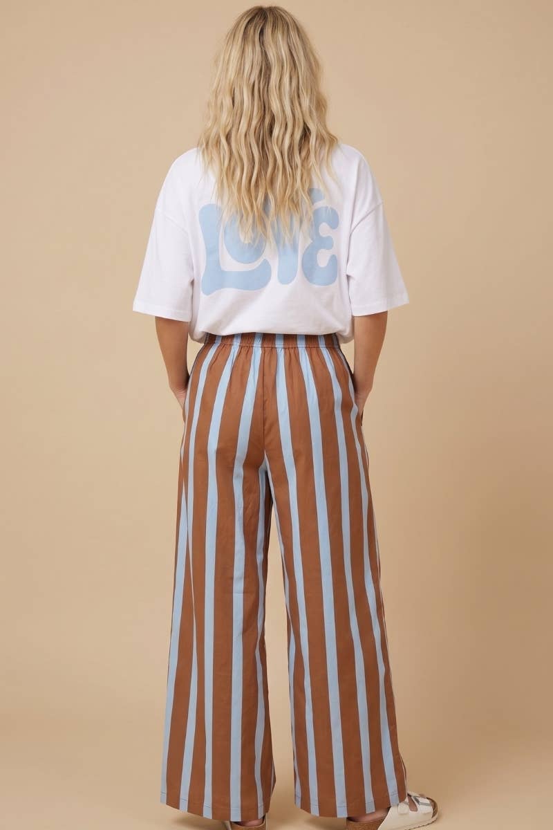 Stripe Wide-Leg Lounge Pants