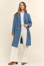 Houndstooth Double Breasted Longline Coat