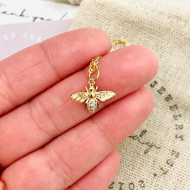 Honey Bee Queen Bee Pendant Charm Necklace