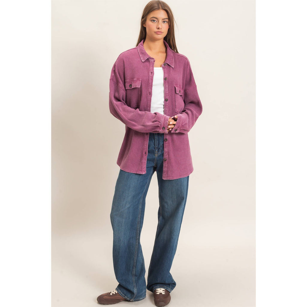Burgundy Waffle Knit Shacket