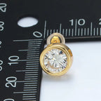 24K Gold Filled 10mm Clear Cz Round Bezel Stud Earrings