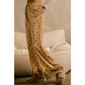 SATIN FLORAL PRINT  WIDE LEG PULL ON PANTS WITH LACE