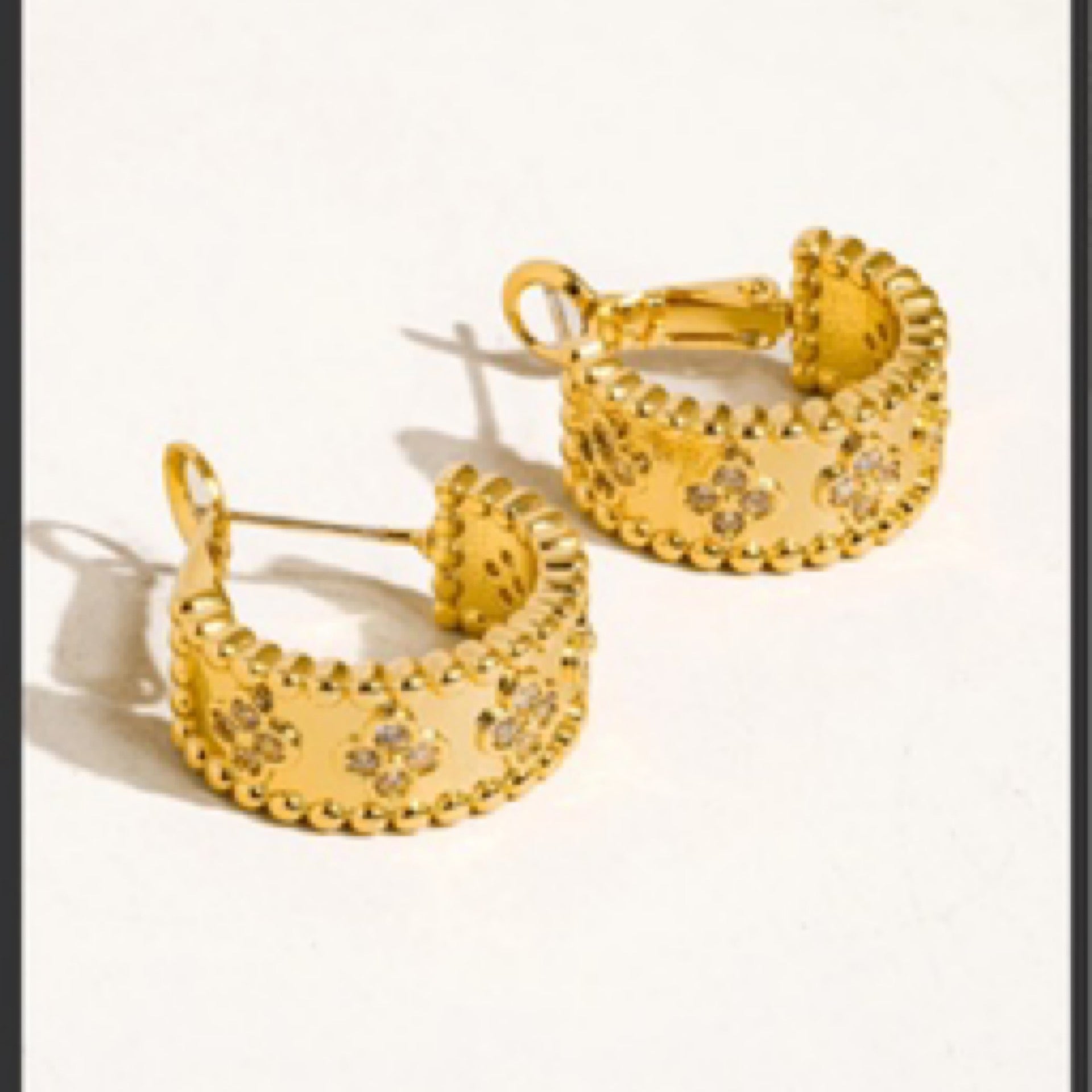 Gold Vintage Floral Hoop Earrings