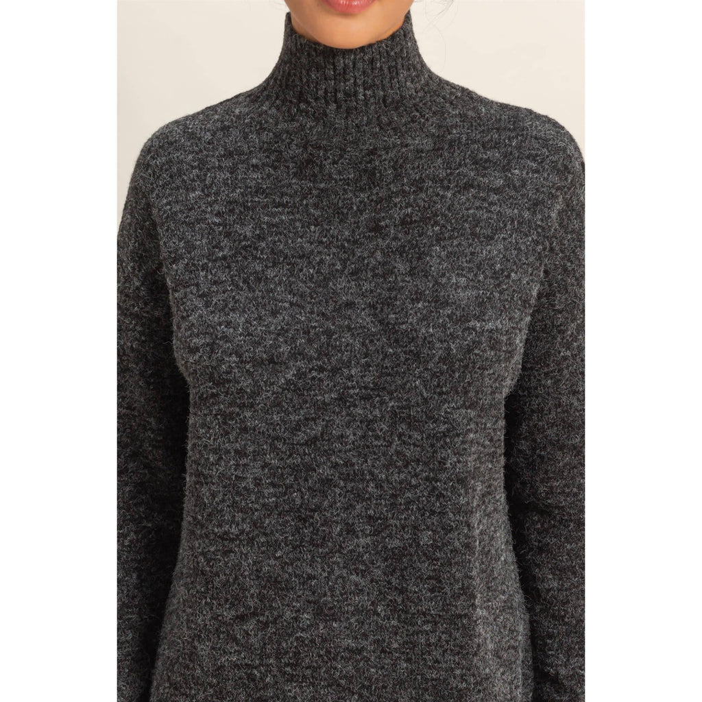 High Neck Sweater Mini Dress: Red