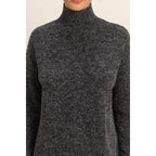 High Neck Sweater Mini Dress: Red