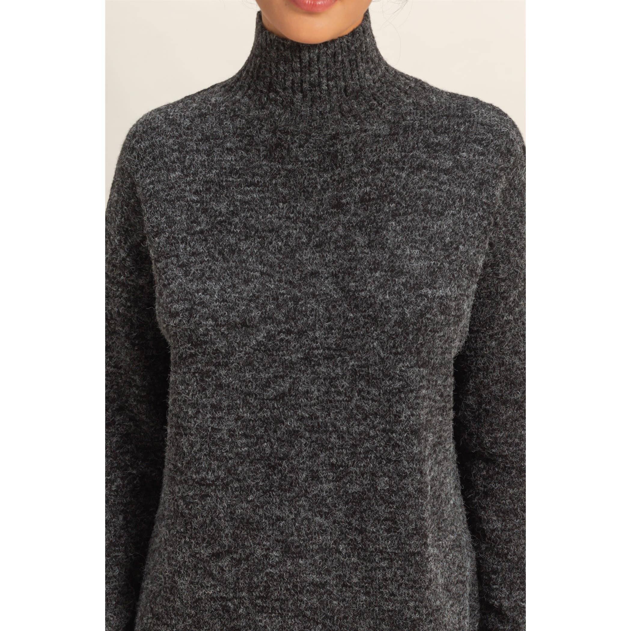 High Neck Sweater Mini Dress: Red