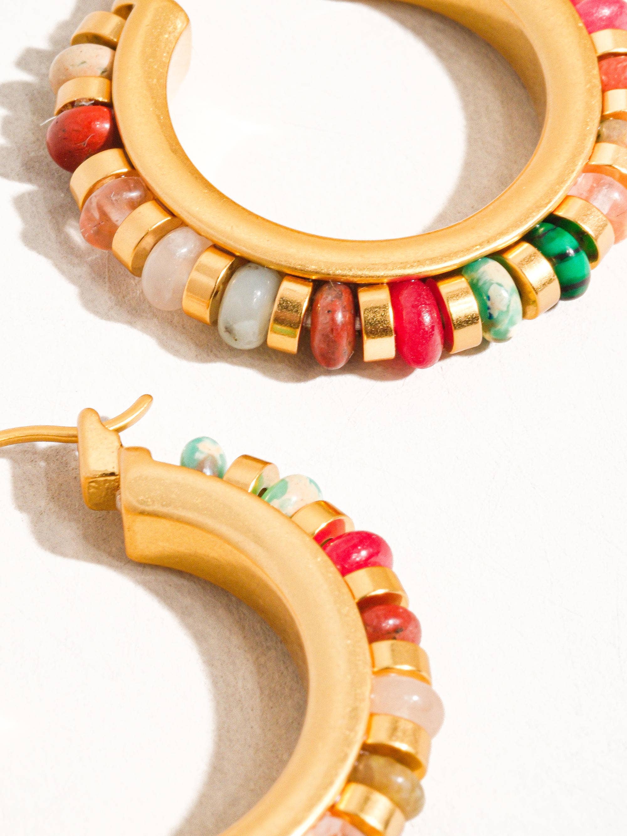 Capri 18K Gold Beaded Hoops