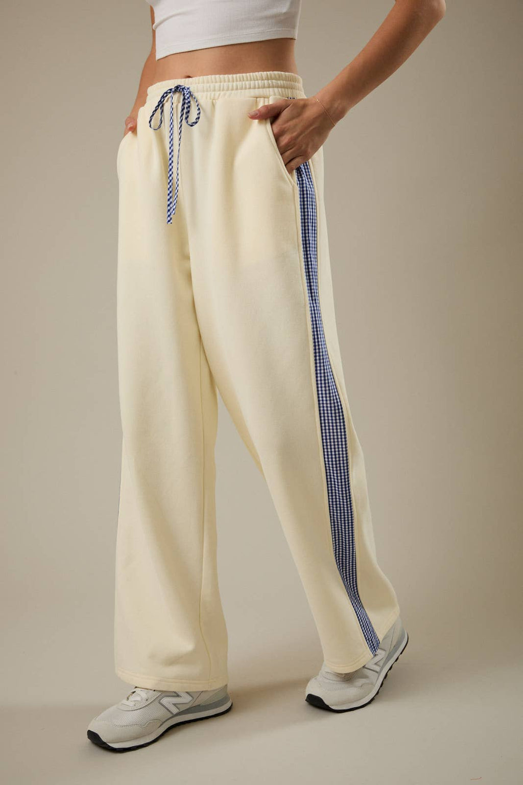 SIDE GINGHAM DETAIL SWEATPANTS