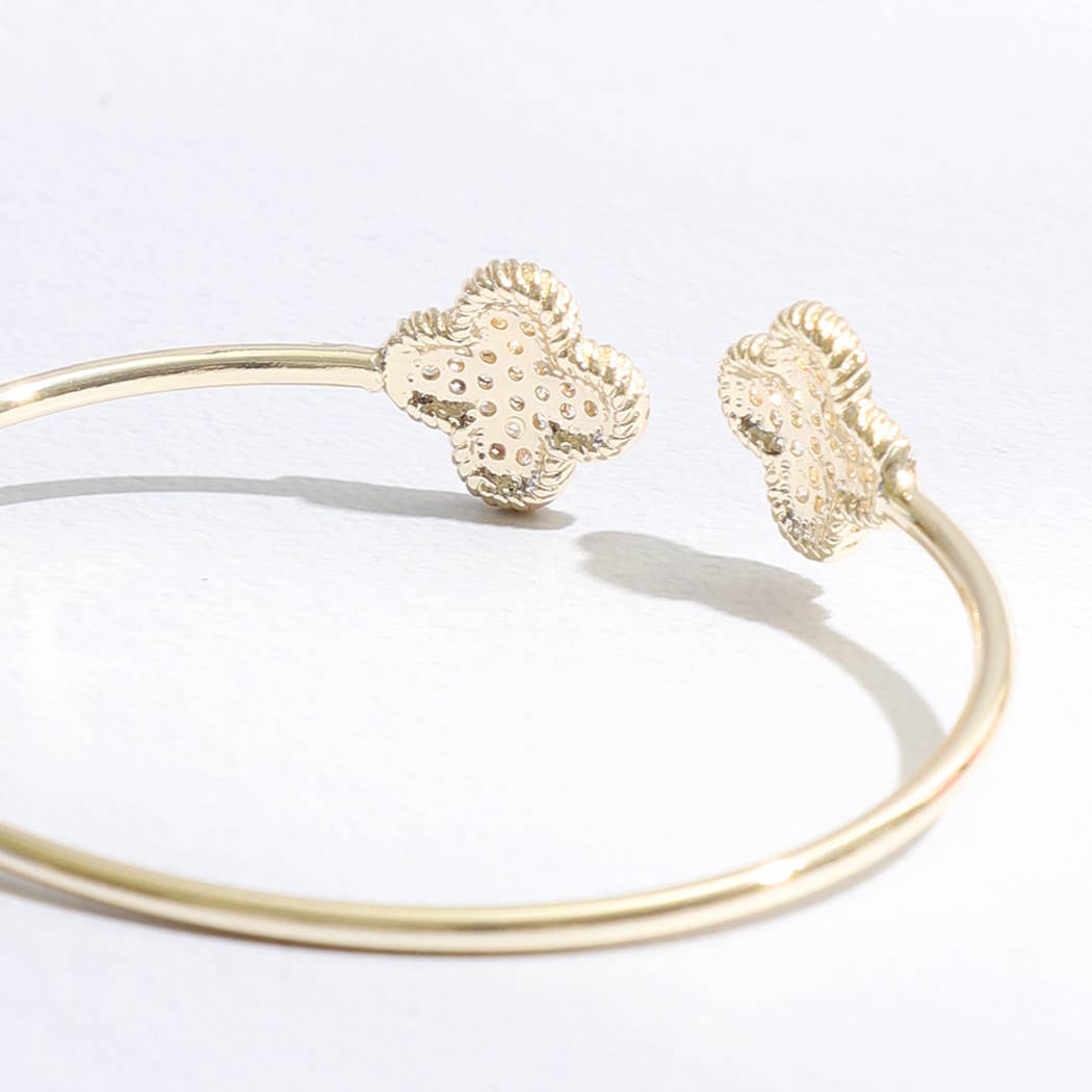 Gold CZ Clover Bracelet
