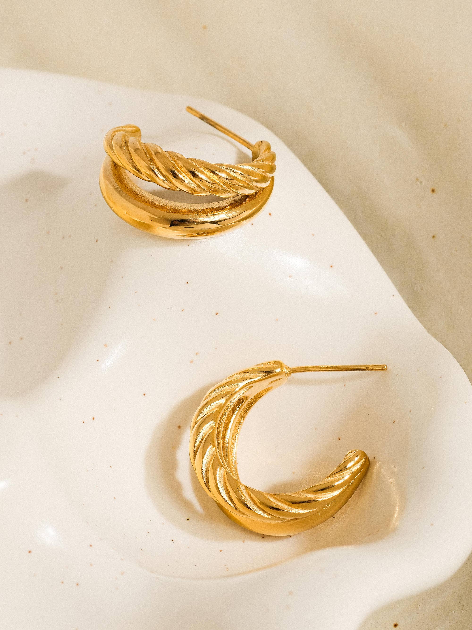 Ghislaine Non-Tarnish Braided Double Hoops