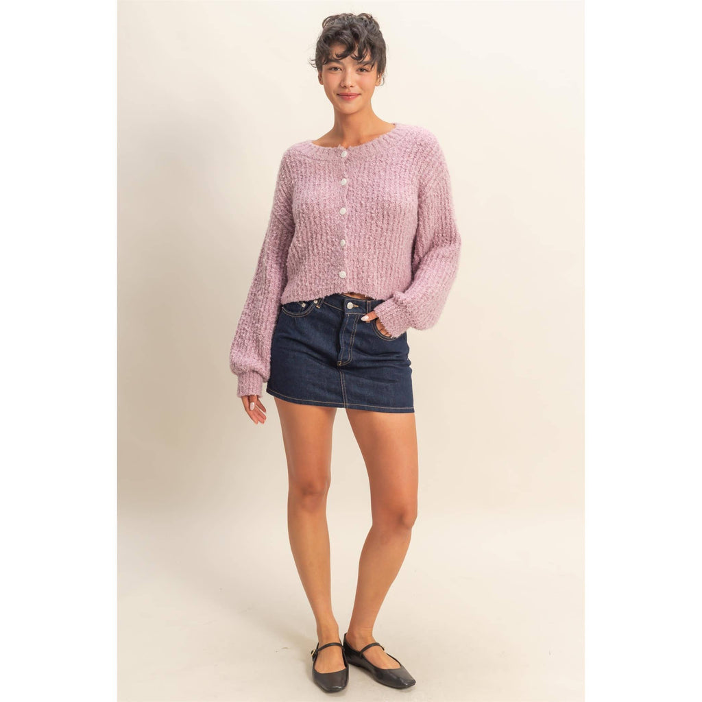 Fluffy Button-Up Cardigan