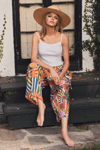 Tropical Printed Wide-leg Pants