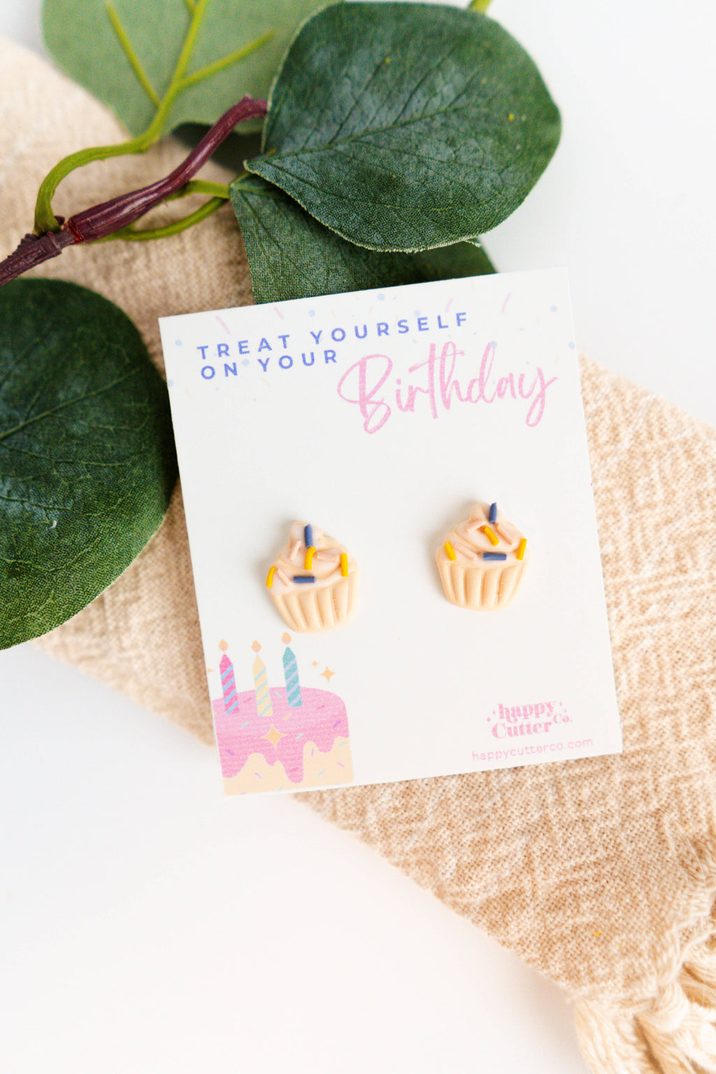 Vanilla Cupcake Birthday Studs