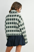 Check Turtleneck Sweater Taupe