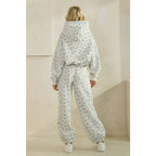 Polka Dot Bubble Hem Knit Hoodie