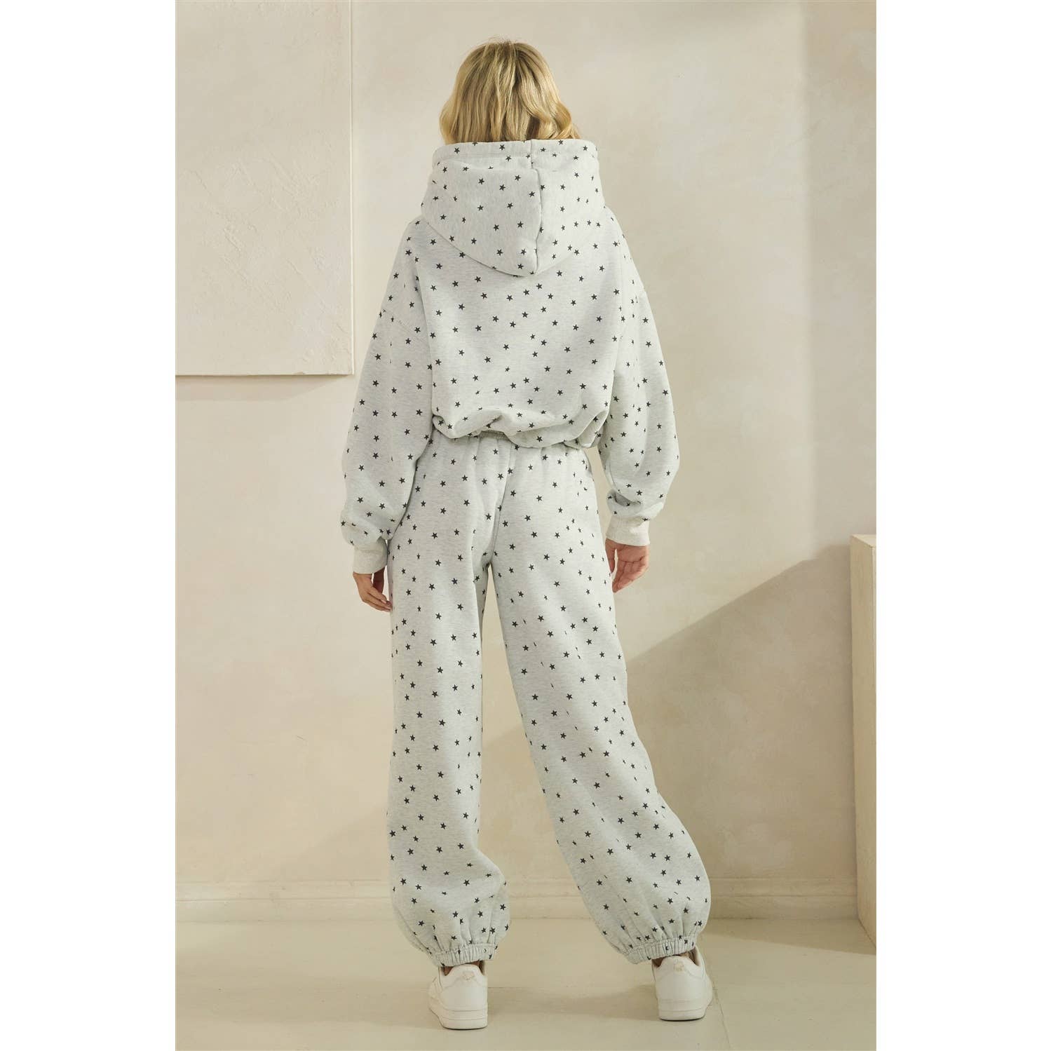 Polka Dot Bubble Hem Knit Hoodie