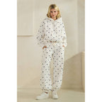 Polka Dot Bubble Hem Knit Hoodie