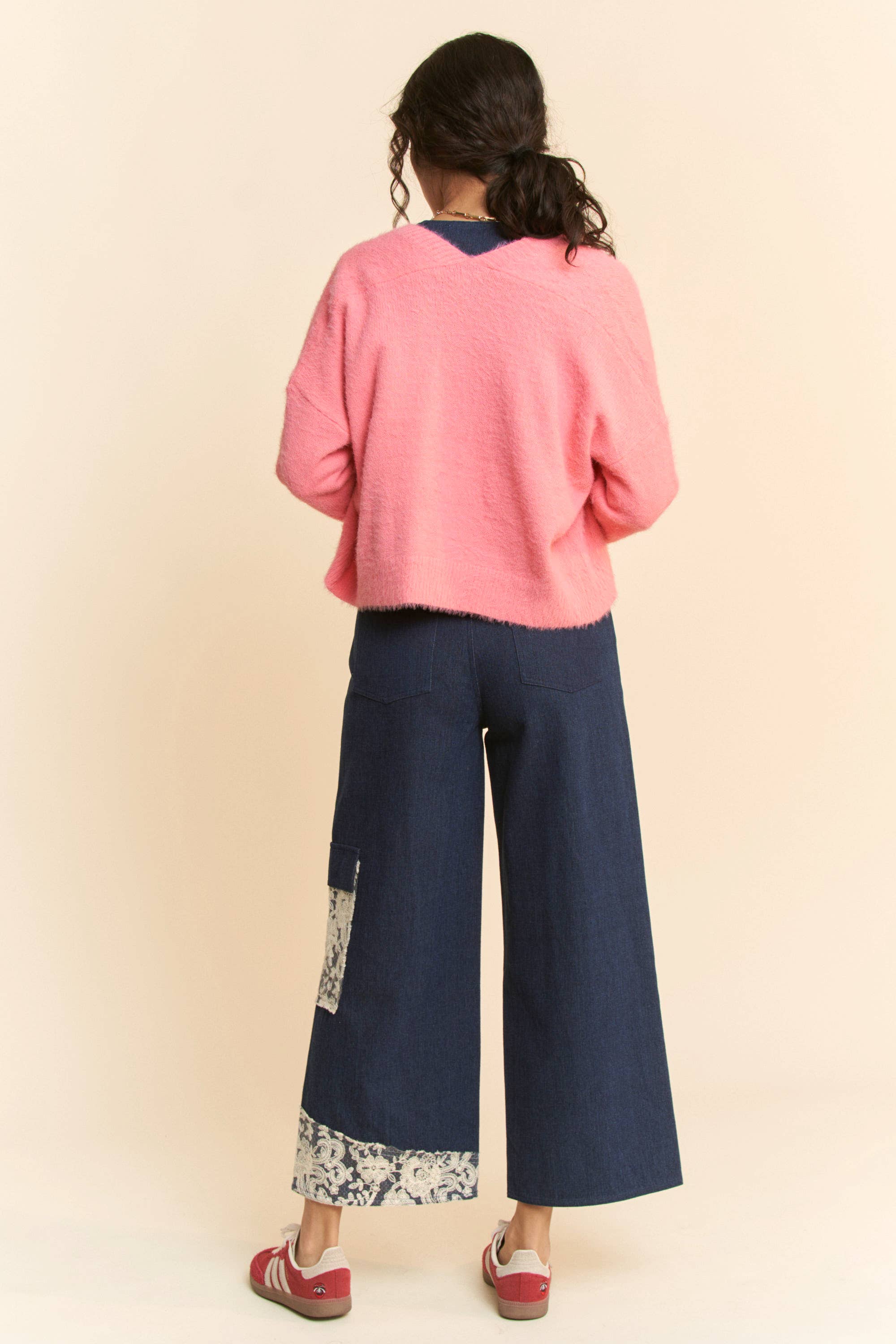 SOLID LONG SLEEVE LOOSE FIT POCKETS CARDIGAN: BUBBLE PINK, S