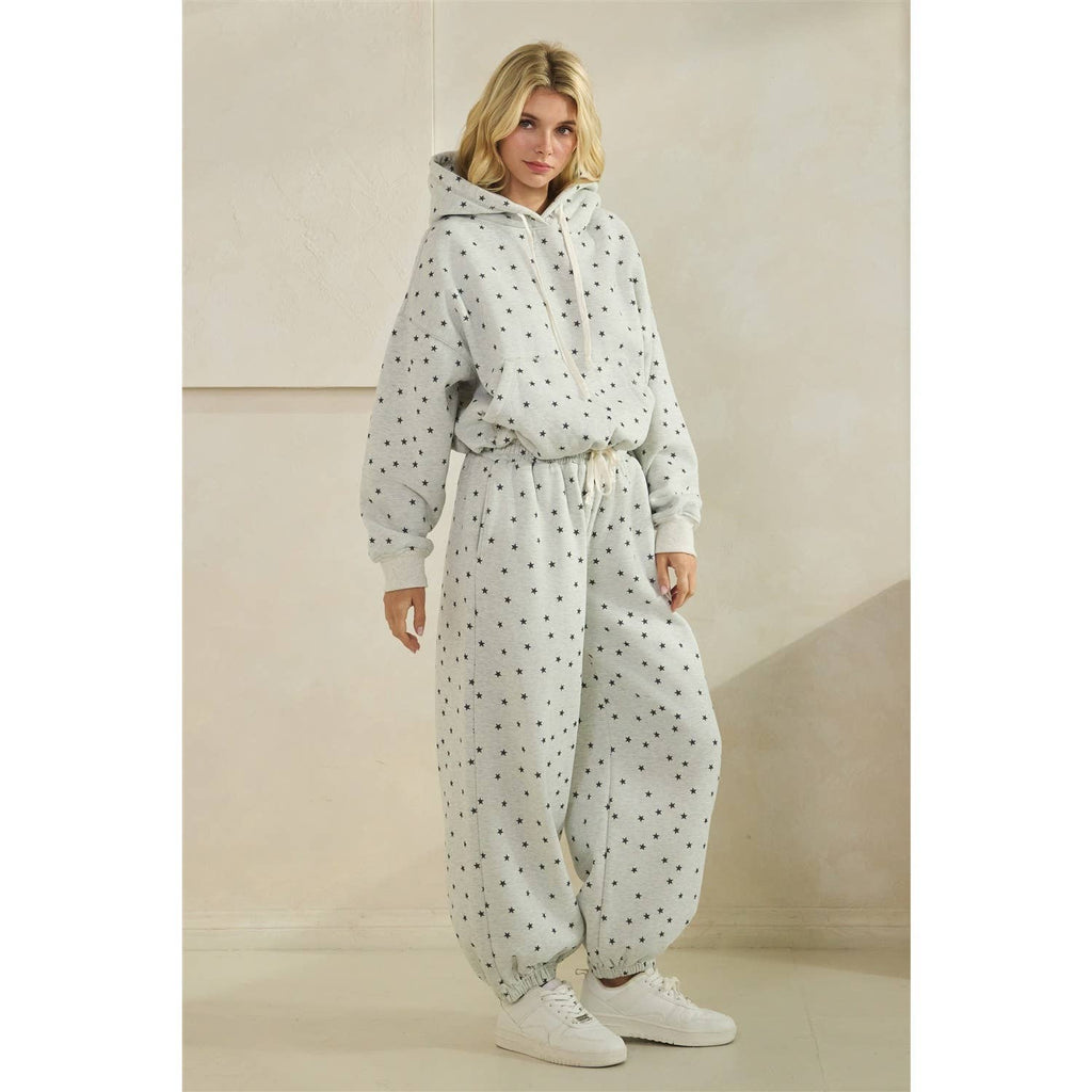 Polka Dot Bubble Hem Knit Hoodie
