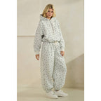 Polka Dot Bubble Hem Knit Hoodie