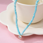 Pink & Brown Natural Semi Precious Charm Necklace