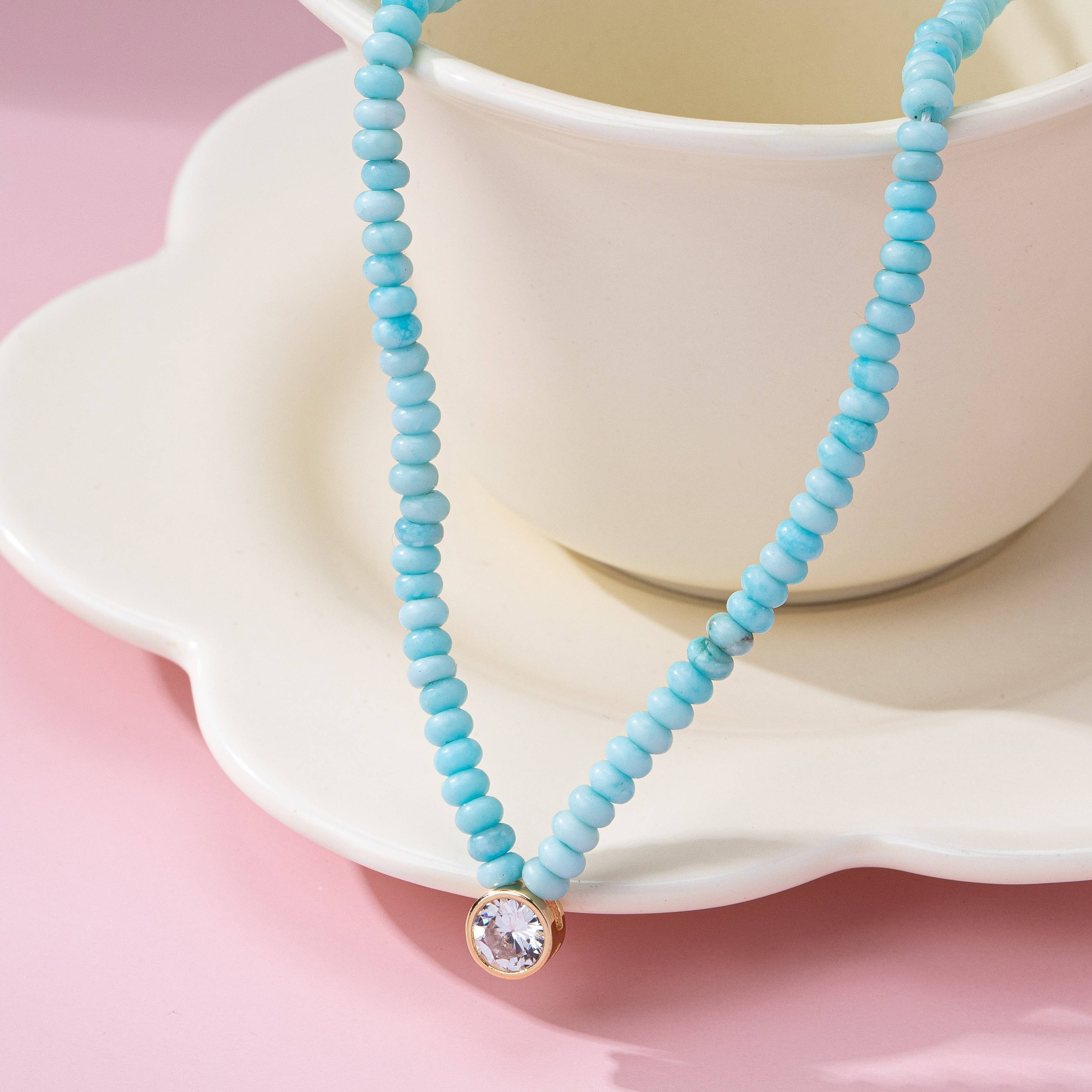Pink & Brown Natural Semi Precious Charm Necklace