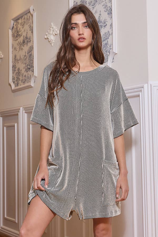 V-back Spiced Ribbed Romper