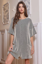 V-back Spiced Ribbed Romper