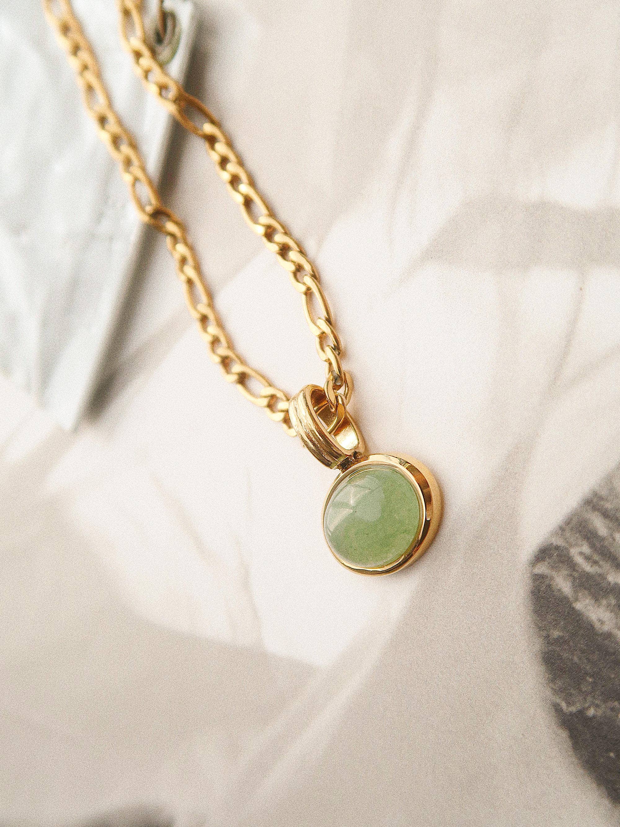 Non-Tarnish Green Stone Necklace
