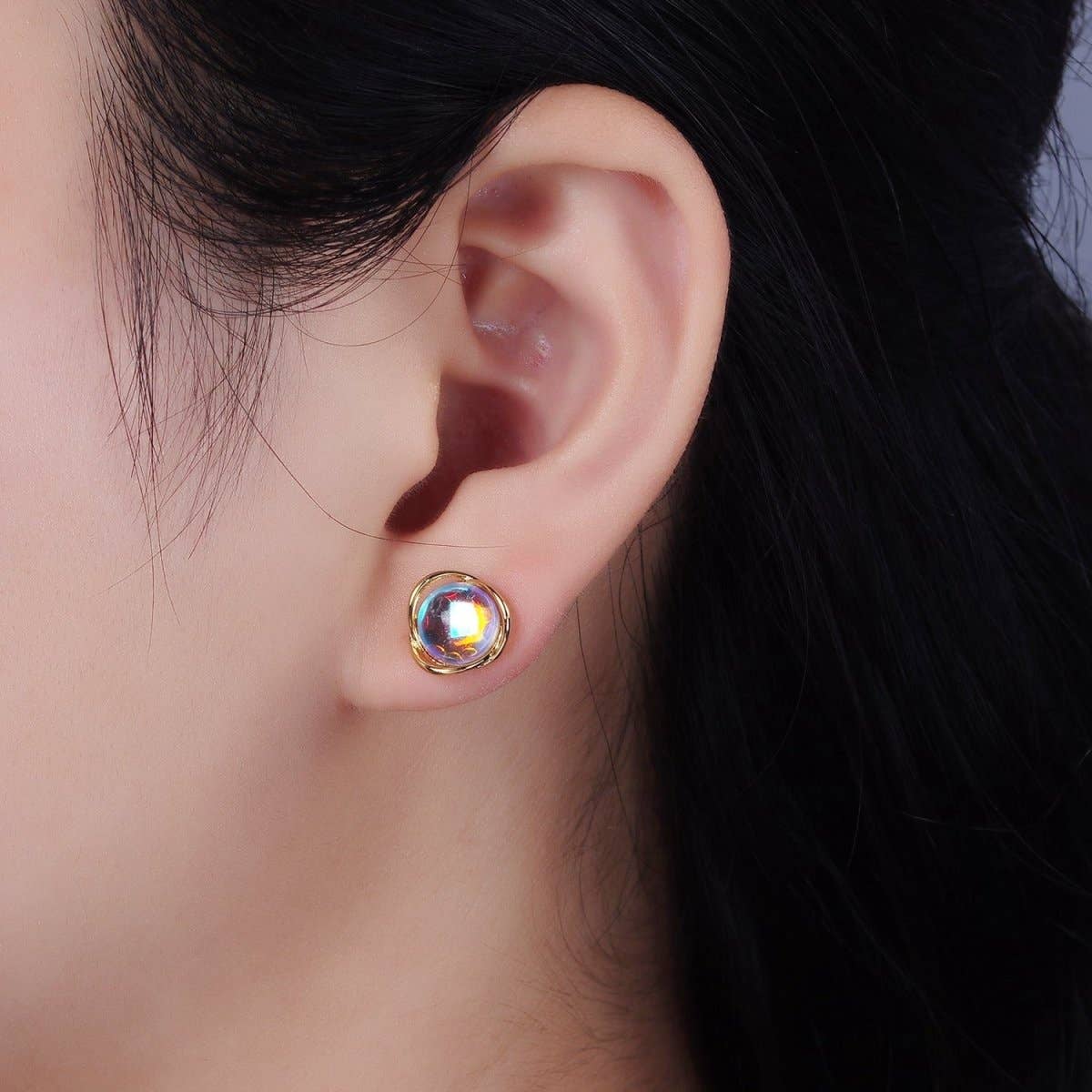 14K Gold Filled Iridescent CZ Studs