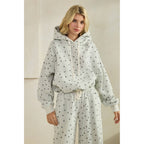 Polka Dot Bubble Hem Knit Hoodie