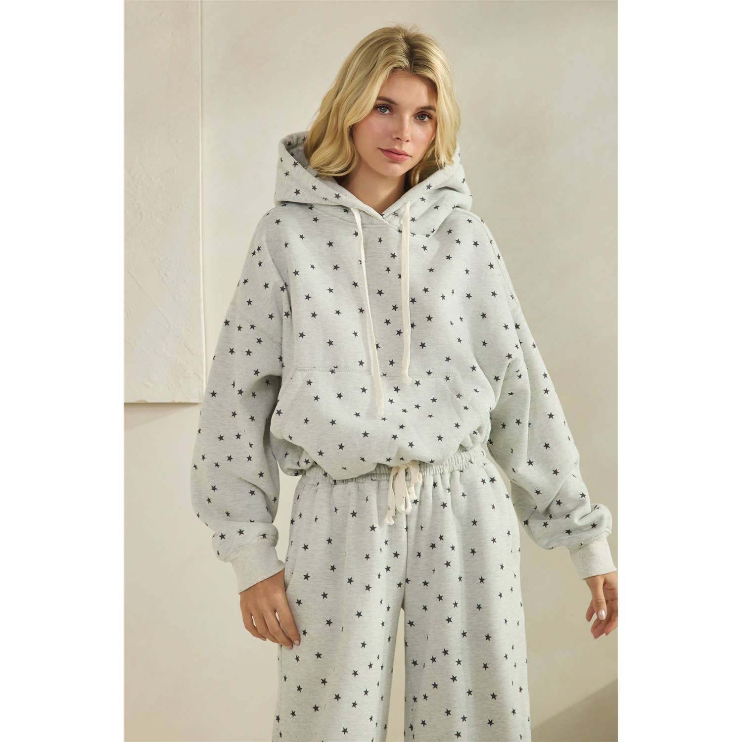 Polka Dot Bubble Hem Knit Hoodie