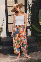 Tropical Printed Wide-leg Pants