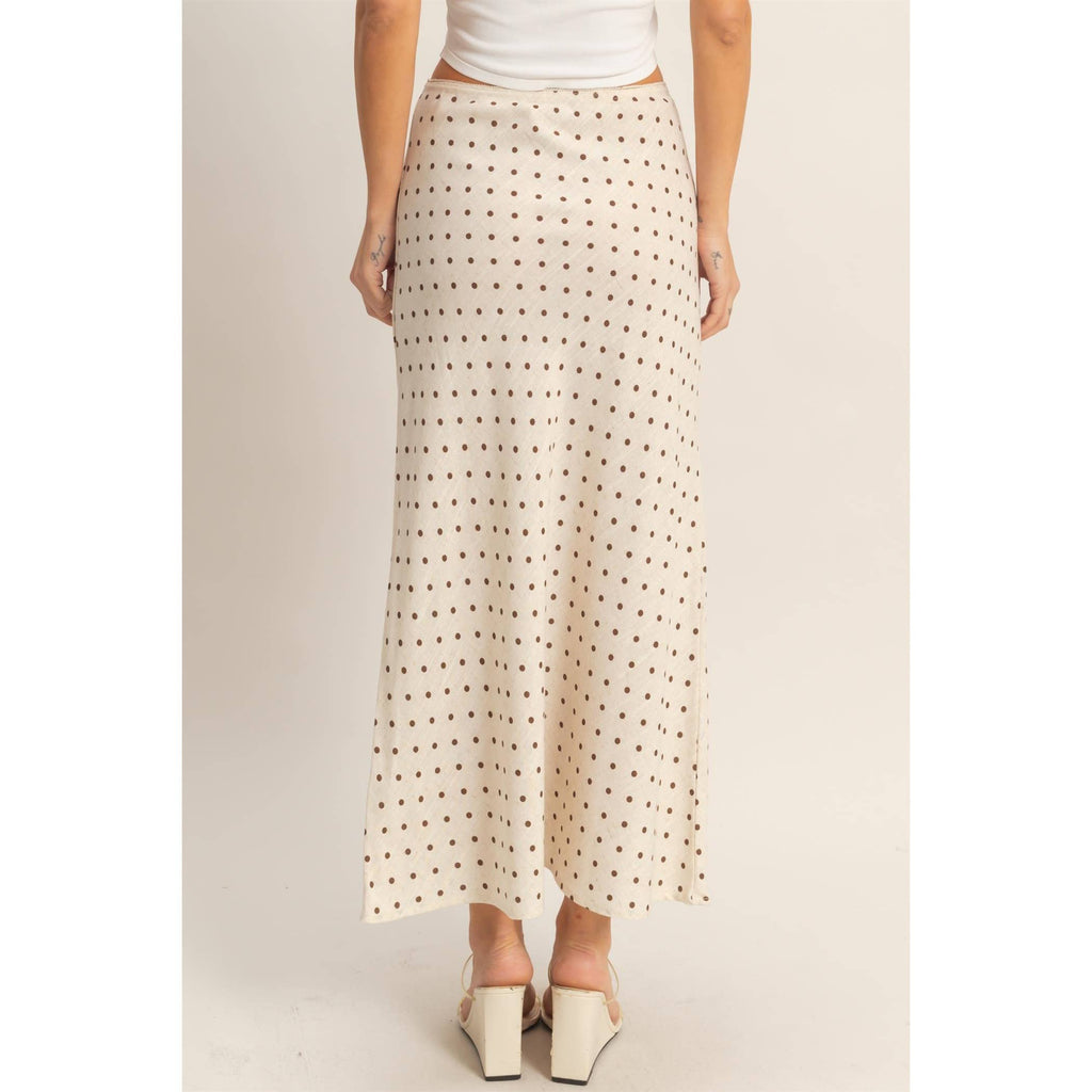 Polka Dot A-Line Skirt Set: OATMEAL