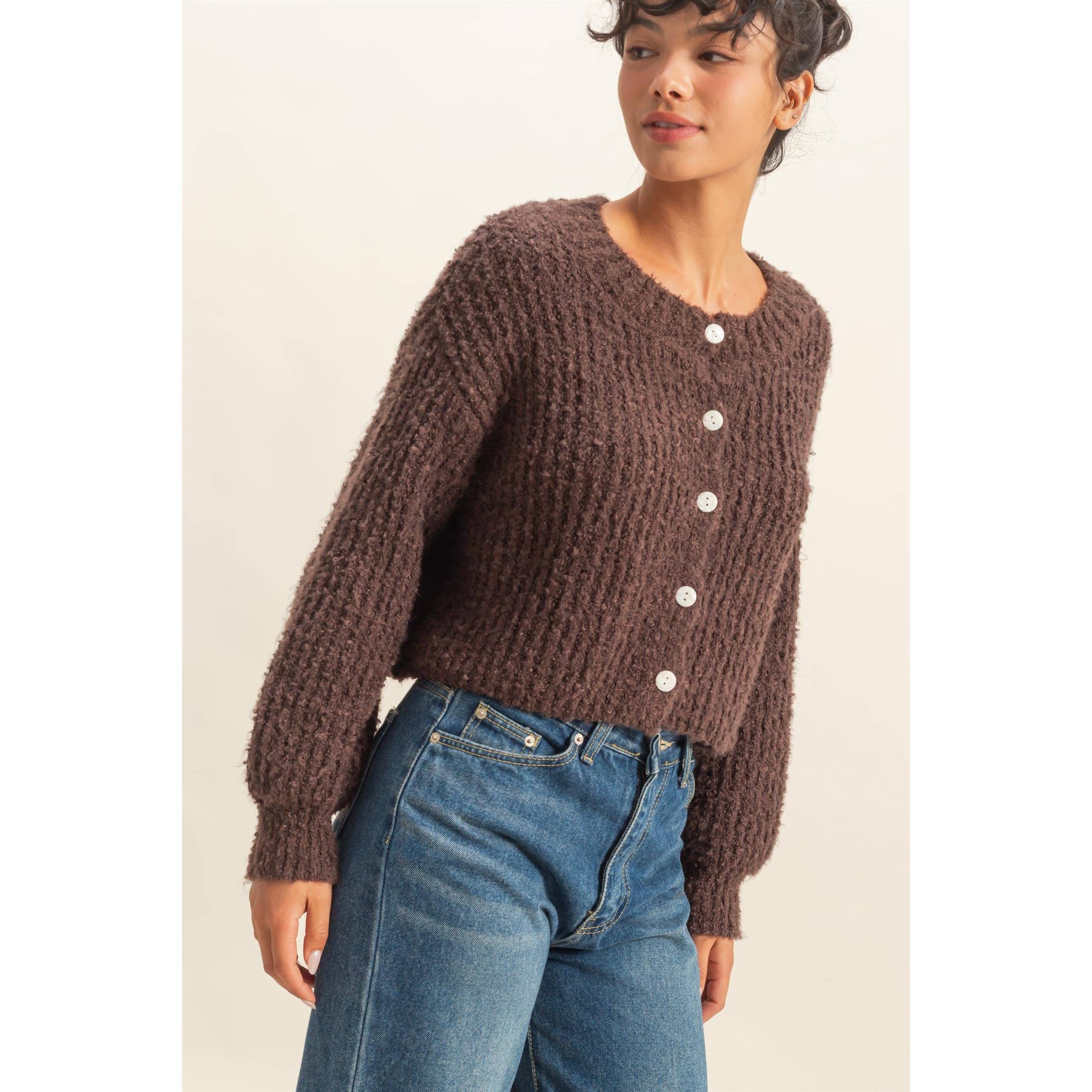 Fluffy Button-Up Cardigan