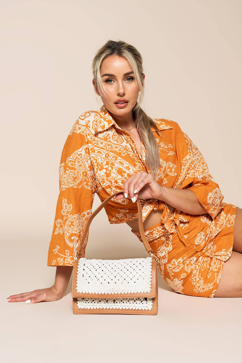 Gianna Macrame Crossbody: Ivory