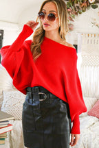 Boat Neck Knitted Sweater