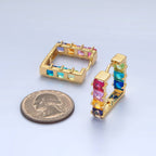 Gold Filled Multicolor Square Hoops