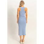 Striped Ribbed Tank Dress: BLUE