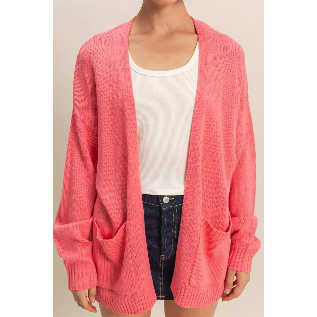 Oversized Cardigan Sweater: PINK
