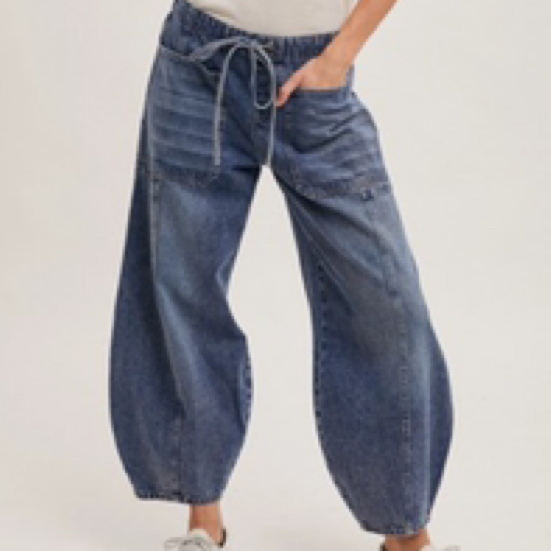 Drawstring Barrel Jeans