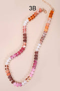 Pink & Brown Natural Agate Precious Beaded Necklace