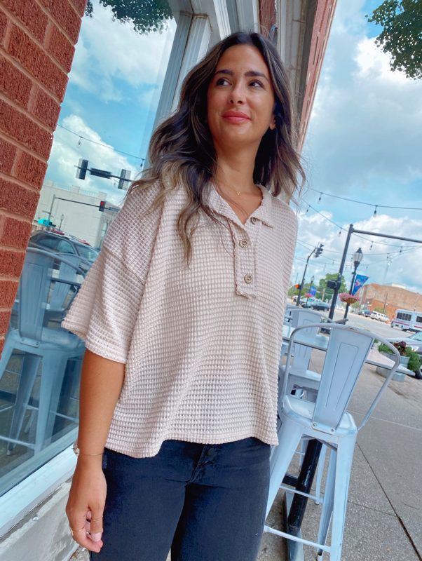 Taupe Waffle Top