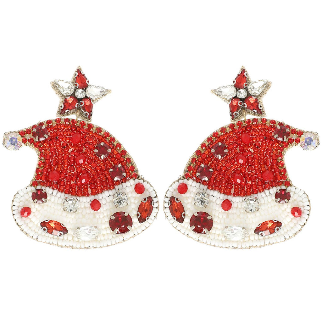 Stone Santa Clause Hat Earrings