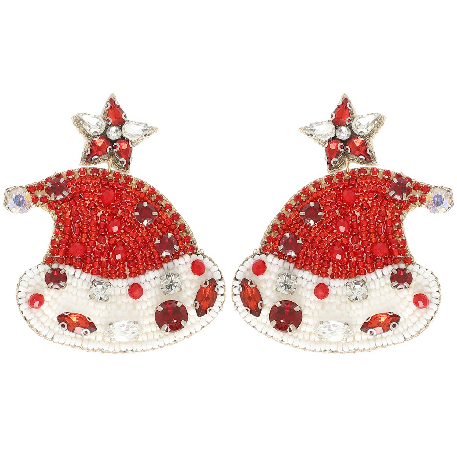 Stone Santa Clause Hat Earrings